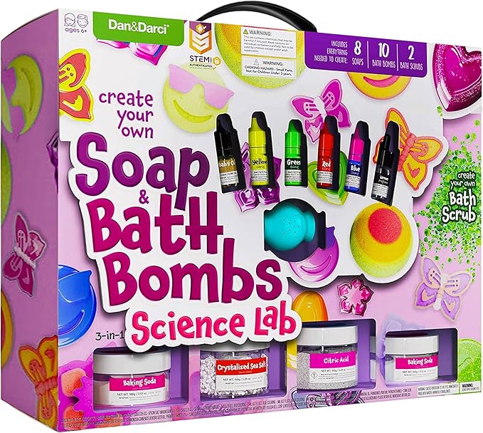 Dan&Darci Soap & Bath Bomb Making Kit for Kids, 3-in-1 Spa Science Kits, Easter Craft Gifts for Girls & Boys Age 6-12 Year Old Girl Crafts: DIY Experiment Toys, Gift for Kid Ages