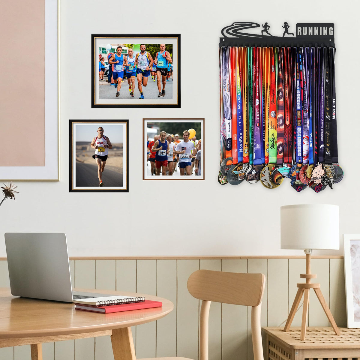 Goutoports Medal Hanger Display Rack - Over 60 Medals, Easy to Install - Black Steel Metal - HOL37