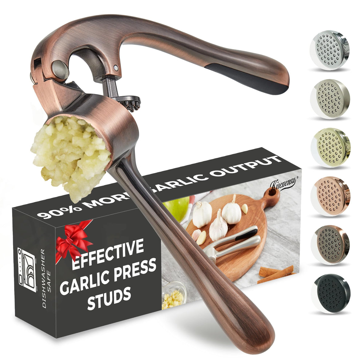 Premium Garlic Press, Professional Garlic Mincer, Easy to Squeeze and Clean, Rust Proof, Efficient Ginger Crusher - Sliver