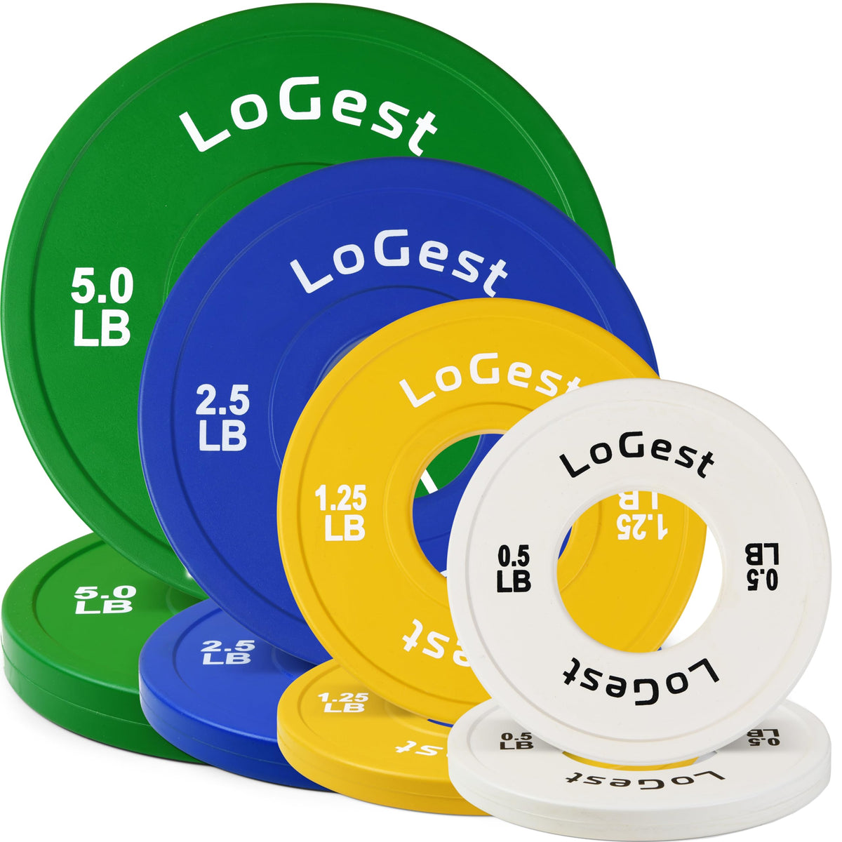 Logest Pair Olympic Plates - Barbell Weights Set of 2 Weight Plates for Olympic Bars Perfect for Strength Training Plates Exercise Balance Increase Available in 0.50LB 1.25LB 2.5LB 5LB 7.5LB 10LB Weight Plate (0.5-1.25-2.5-5 LB (8 Piece Set))