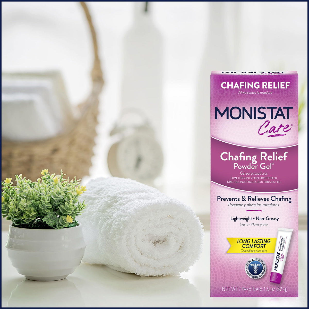 Monistat Chafing Relief Powder Gel, Long-Lasting Anti-Chafing Protection for Bikini Area, Thighs and Bra Lines, 1.5 Oz