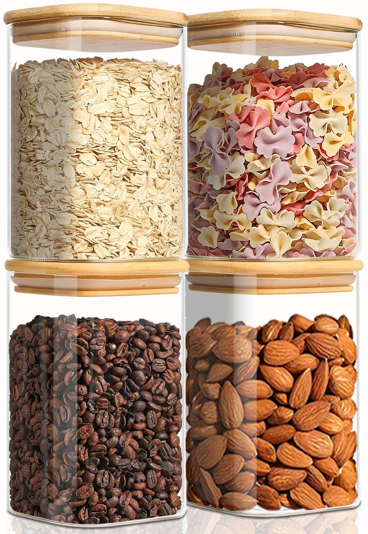 VIEWELLD 1.5Qt Round Glass Jars, food storage,Set of 3 for Cookie,Sugar,Coffee