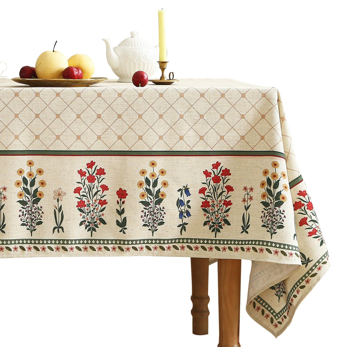 ISAENNE Designer Linen Square Large Tablecloth,67"x67"-Serenity G