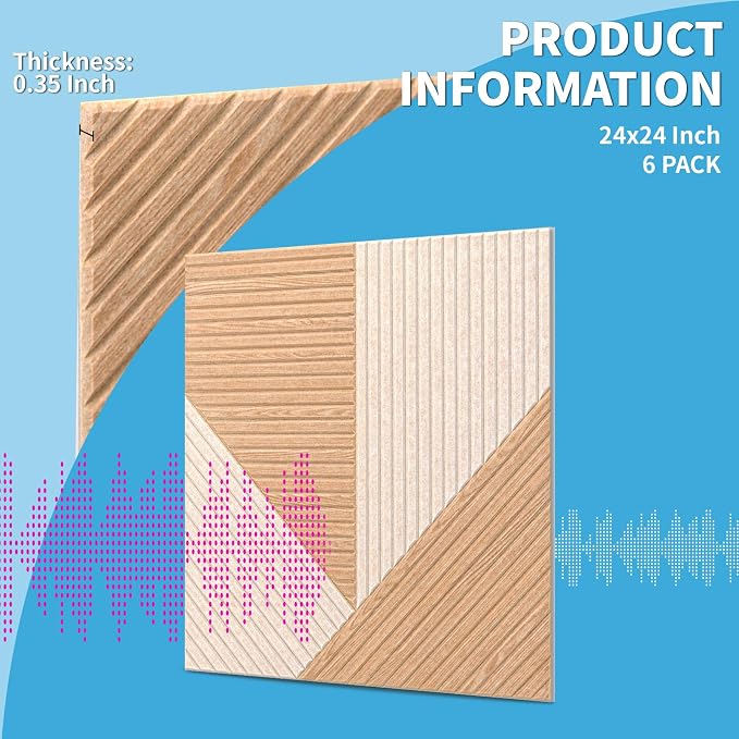 Art3d 6-Pack Self-Adhesive Acoustic Wall Panels