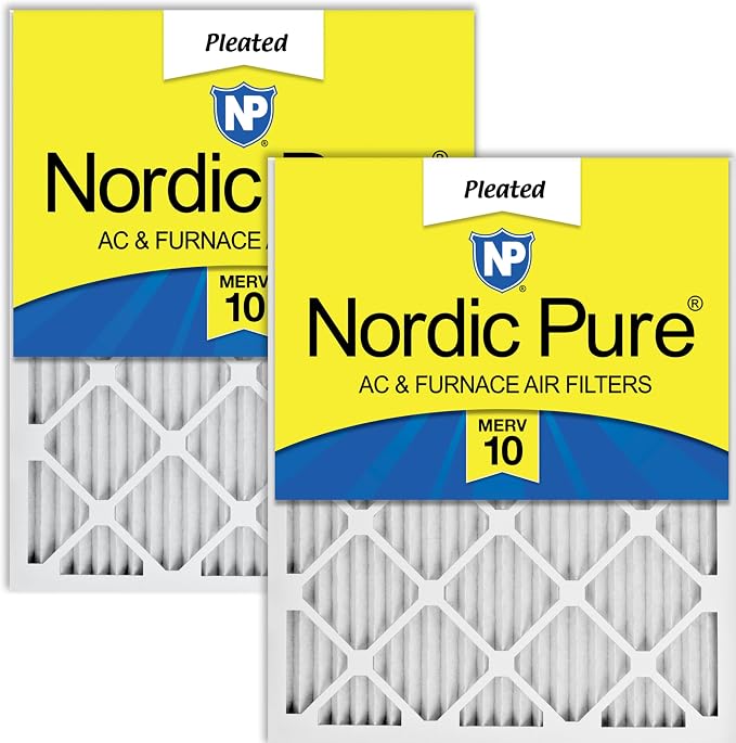 Nordic Pure 16x25x1 Pleated MERV 10 Air Filters 2 Pack