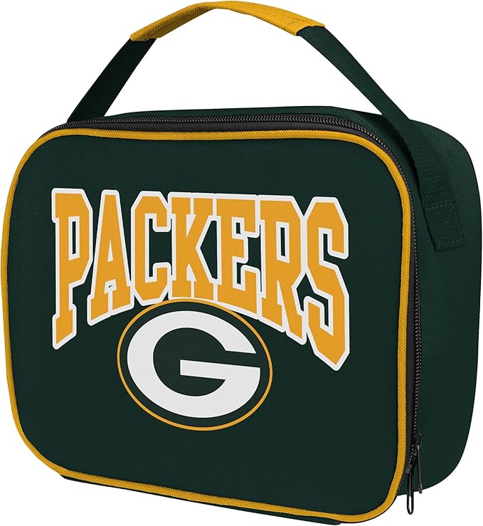 FOCO NFL Unisex-Adult Officially Licensed Wordmark Team Color Big Logo Football Zip Closure 7L Lunch Bag - Green Bay Packers
