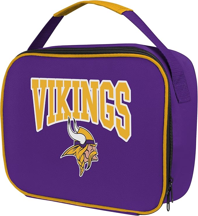 FOCO NFL Unisex-Adult Officially Licensed Wordmark Team Color Big Logo Football Zip Closure 7L Lunch Bag - Minnesota Vikings