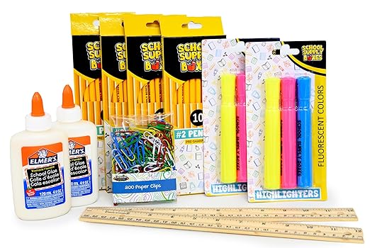 School Supply Boxes | Mega Case (2 Boxes) | Back to School Essentials Kit for Students & Teachers | Includes All of Your Back-to-School Needs for All Classes
