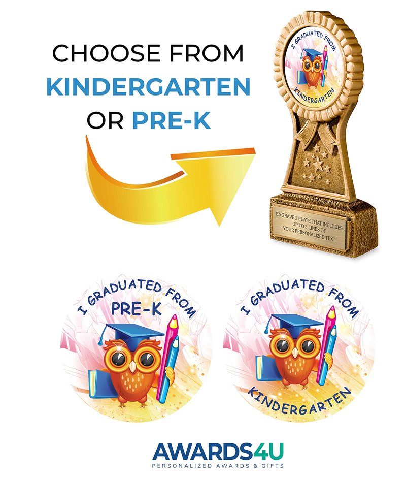Kindergarten Graduation Trophy | Award for Graduating Prek | Personalized Engraving Included | Customized Awards for Your Kindergartner or Pre-K Student
