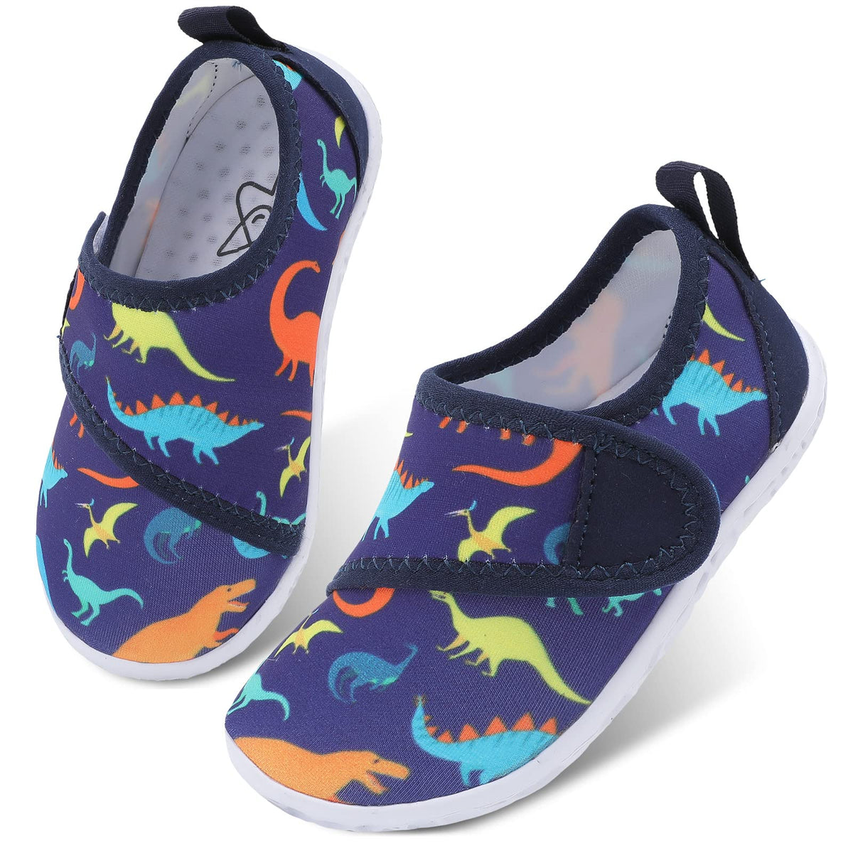 LeIsfIt Toddler Water Shoes Boys Girls Barefoot Aqua Socks Kids Breathable Quick-Dry Swim Shoes for Beach Pool Surf, Blue Dinosaur, 7 Toddler