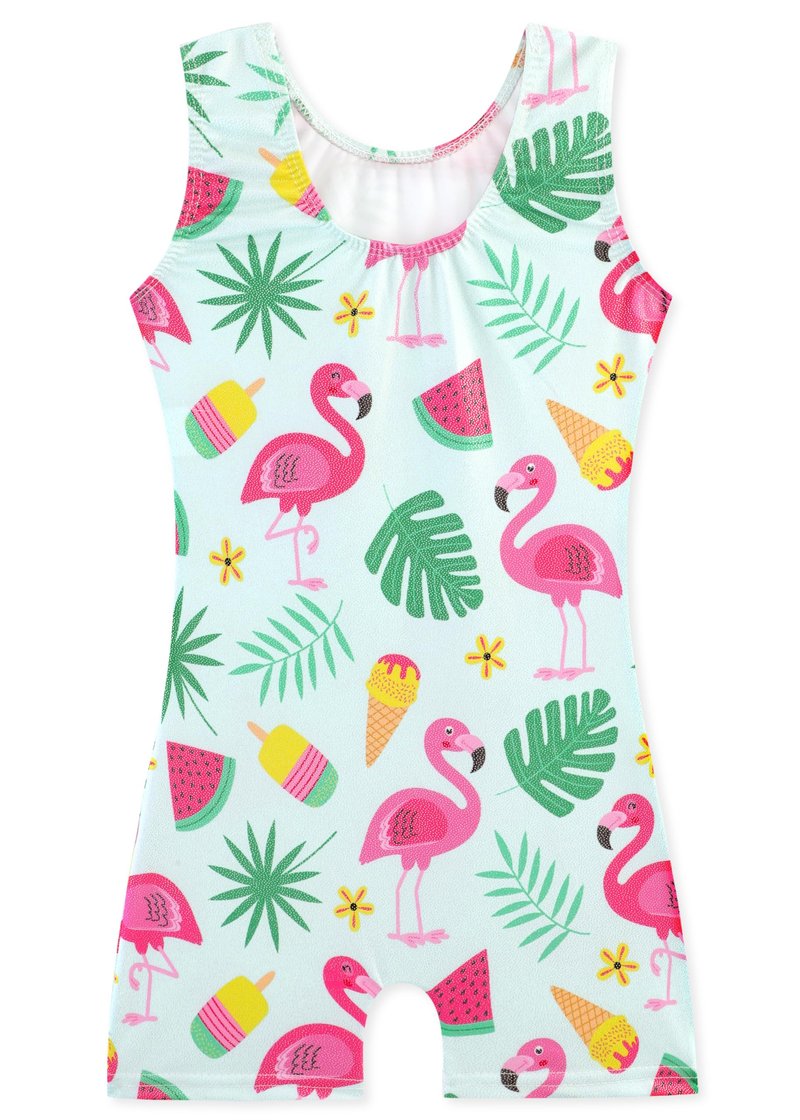 HOZIY Gymnastics Leotards for Toddler Girls 4t 5t Aqua Green Pink Flamingo Fruit Ice Cream Tropic Leaf Gymnastic Clothing Clothes Dance Glitter Sparkle Biketard Outfit