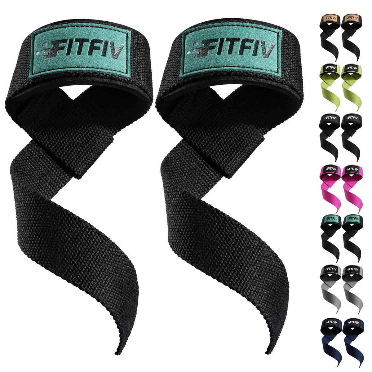 FITFIV Lifting Straps for Weightlifting, Lifting Wrist Straps for Gym Strength Training, Neoprene-padded Wrist Cushion - Men & Women