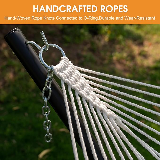 Lazy Daze Hammocks Quick Dry Hammock with Spreader Bar 2 Person Double Hammock with Chains Outdoor Outside Patio Poolside Backyard Beach 450 lbs Capacity, Green Stripes