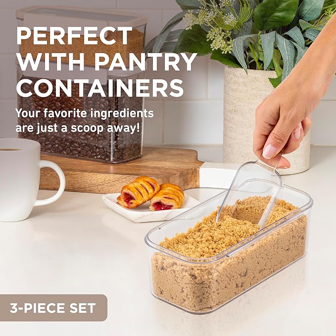 Bentgo Pantry 3-Piece All-Purpose Scoop Set, 1/2 Cup, BPA-Free (Clear)