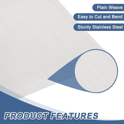 uxcell 120 Mesh 79" x 12" Woven Wire Mesh, 304 Stainless Steel Air Vent Filter