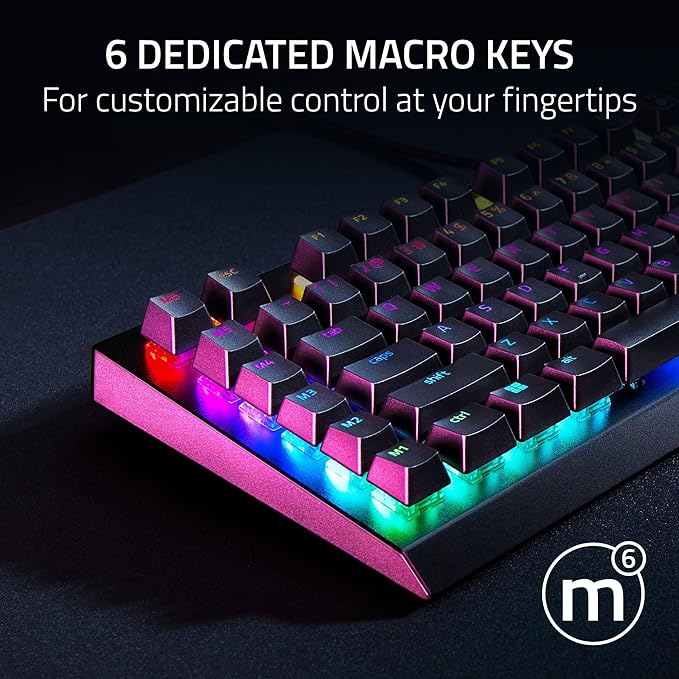Razer BlackWidow V4 X - Mechanical Gaming Keyboard: Green Switches Tactile & Clicky, 6 Dedicated Macro Keys, Chroma RGB, Doubleshot ABS Keycaps, Media Controls, Sound Dampening & Stabilizers (Renewed)