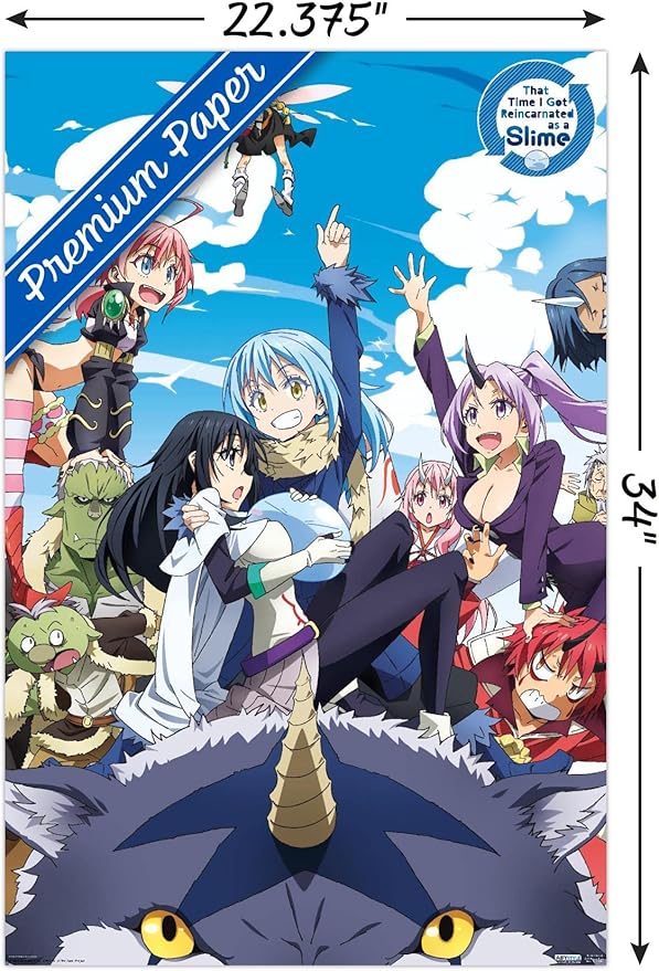 Trends International That Time I Got Reincarnated As A Slime - Group Wall Poster, 22.375" x 34", Premium Poster & Mount Bundle