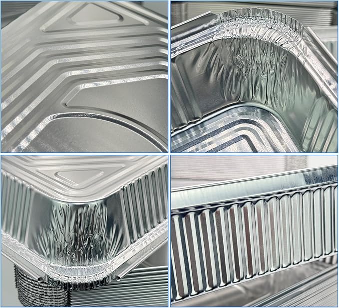 Notwoe® 55 Pack Disposable Aluminum Pans with Lids, 12x8 and 8x6 Square 8x5 Square Combo Set, Disposable Baking and Cake Pan. (55 Pack W-Lids)