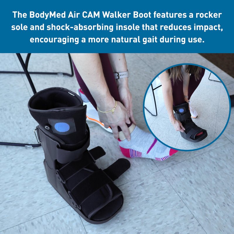 BodyMed Air CAM Walking Fracture Boot, Medium, 12.3" Tall - Adjustable and Shock-Absorbing Support for Foot and Ankle Recovery - Fits Left & Right Foot