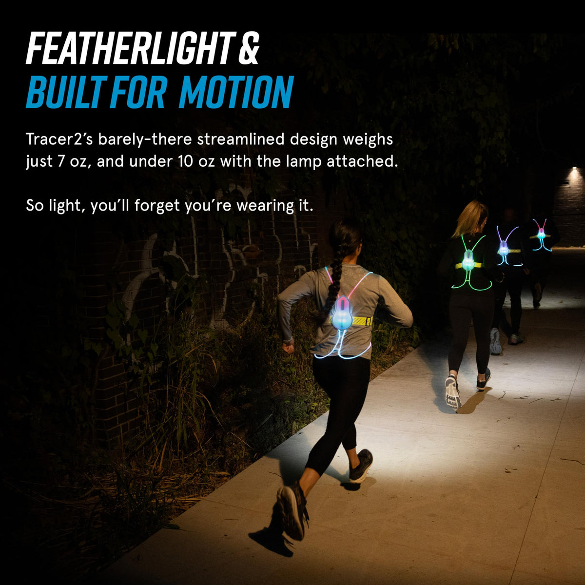 noxgear Tracer2 Multicolor Light Up and Reflective Running Vest with 500 Lumen Chest Light | Adjustable Fit, Rechargeable, Waterproof | Running Lights for Runners and Walkers |(Size: Small)