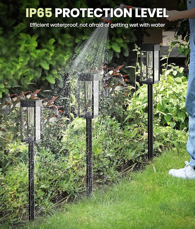 2 Pack Bright Solar Pathway Lights,IP65 Waterproof Outdoor Garden Path Lights,Solar Powered for Yard,Lawn,Walkway,Driveway Landscape Lighting (Cool White)