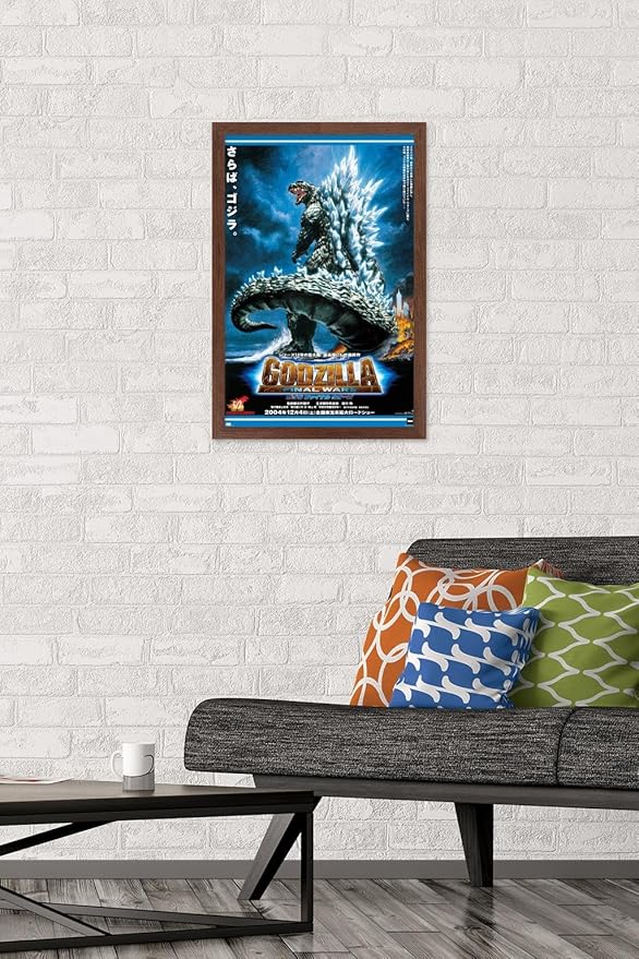 Godzilla: Final Wars - One Sheet Wall Poster, 22.4L" x 14.7W", Mahogany Framed Version