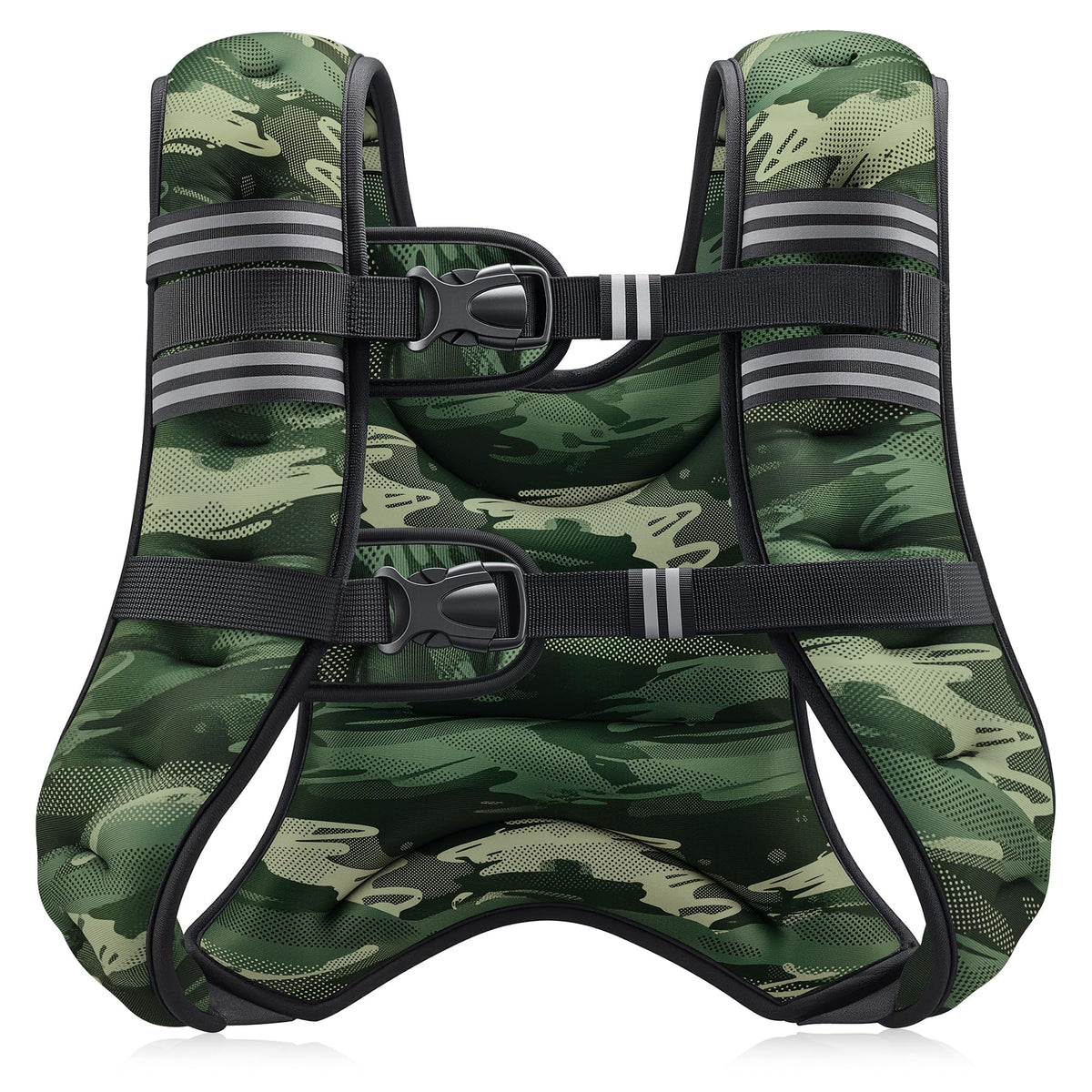 ZELUS Weighted Vest, 6lb/8lb/12lb/16lb/20lb/25lb/30lb Weight Vest for Men Women with Storage Pocket & Reflective Strips for Workout Strength Training Running Muscle Building, Forest Green Camo (25 lb)