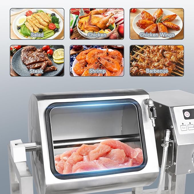 Hakka Vacuum Tumbler Marinator, 36lb/18L Meat Tumbler Marinating Machine for Jerky Sausage Bacon Stainless Steel Food-Grade Tumbling Marinator w/Bidirectional Rotation & 3-Speed Contr