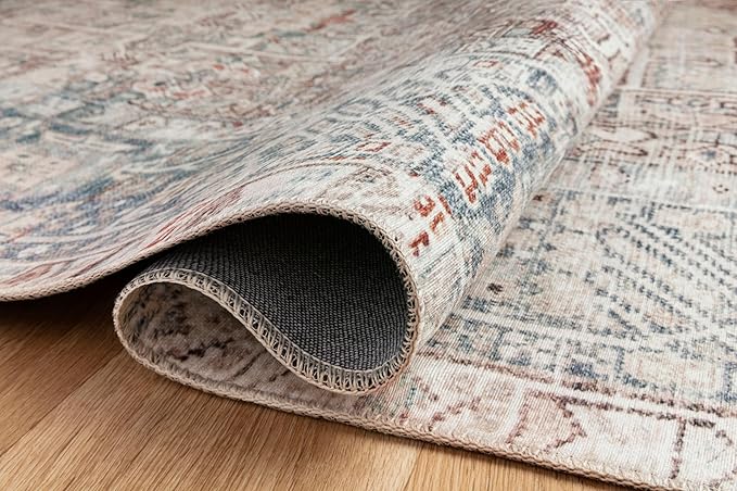 Loloi Chris Loves Julia Jules Collection JUL-07 Natural/Ocean 7'-6'' x 9'-6'', .13" Pile Height, Area Rug