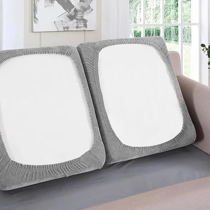 H.VERSAILTEX Stretch Chenille Couch Cushion Cover Soft Sofa Covers Individual Seat Couch Slipcover Sets Furniture Protector Seat Cushion Sofa Cover (3 Piece Sofa Cushion Covers, Dove)