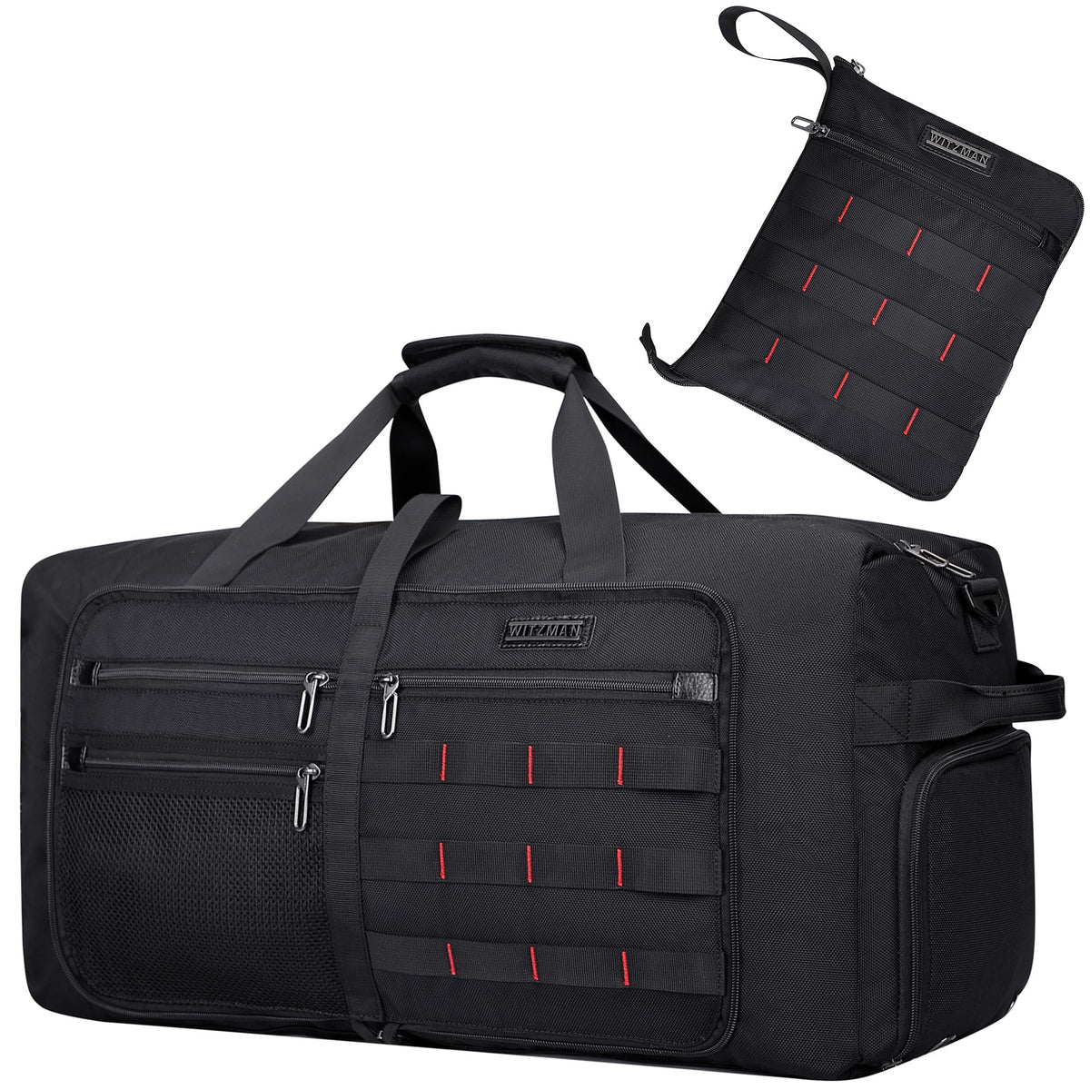 WITZMAN Foldable Duffle Bag for Men Large 65L Travel with Shoe Compartment