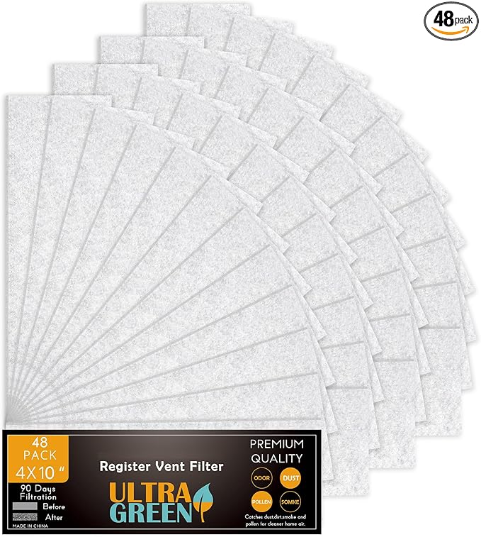4 x 10 Inch Air Vent Filter for Home Ceiling Thin, ULTRA GREEN Floor Filters