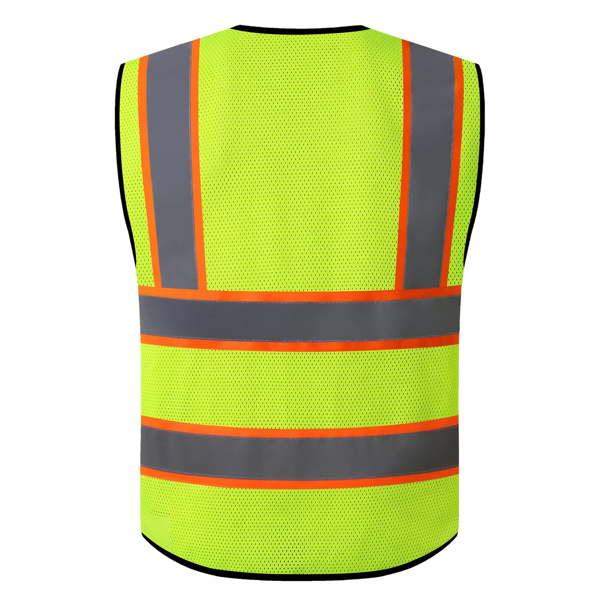 ASIPHITU Reflective High Visibility Safety Vest for Men Women Security with Pockets Zipper Front for Work Vest with Reflective Strips Meets ANSI/ISEA Standards(H-YellowBlack-2XL)