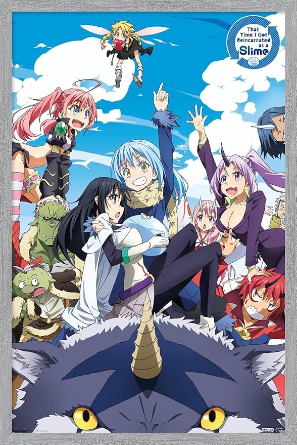 Trends International That Time I Got Reincarnated As A Slime - Group Wall Poster, 34L x 22.4W, Gray Framed Version