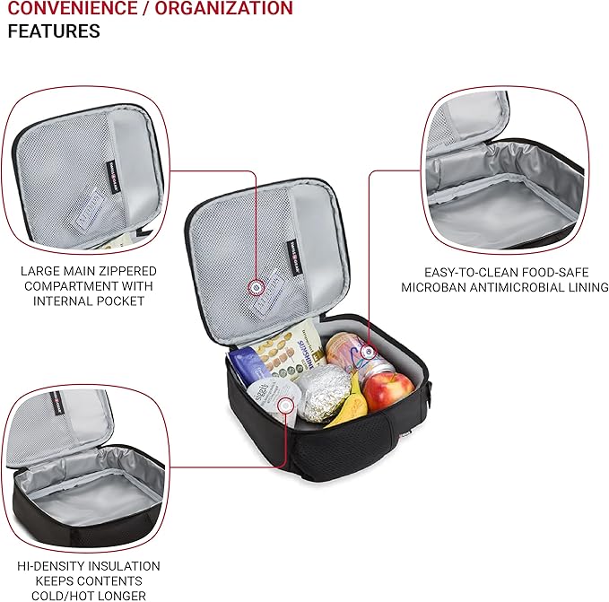 SwissGear 3999 Insulated Lunch Bag, Black/Red