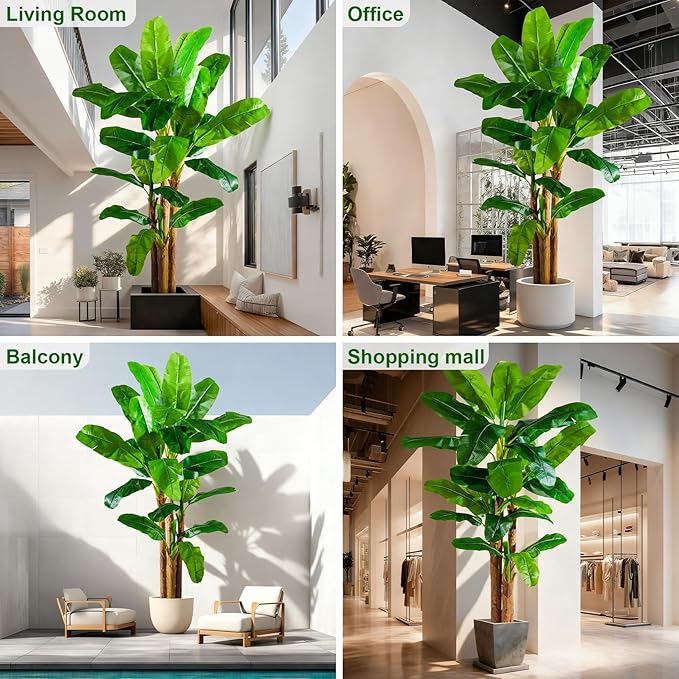Large Artificial Banana Tree Tall Faux Tropical Bananas Trees Indoor Outdoor Realistic Floor Plant Big Fake Plants for House Home Living Room Office Front Porch Decor Outside Patio para decoracion