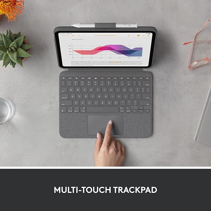 Logitech Combo Touch, Detachable iPad Keyboard Case (10th gen and A16) with Large Precision Trackpad, Full-Size Backlit Keyboard, and Smart Connector Technology - Oxford Gray