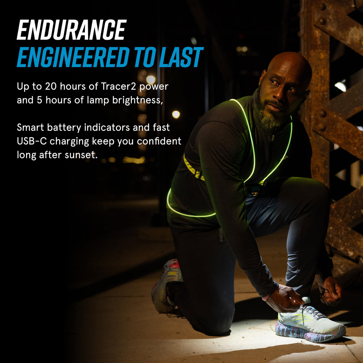 noxgear Tracer2 Multicolor Light Up and Reflective Running Vest with 500 Lumen Chest Light | Adjustable Fit, Rechargeable, Waterproof | Running Lights for Runners and Walkers |(Size: Small)