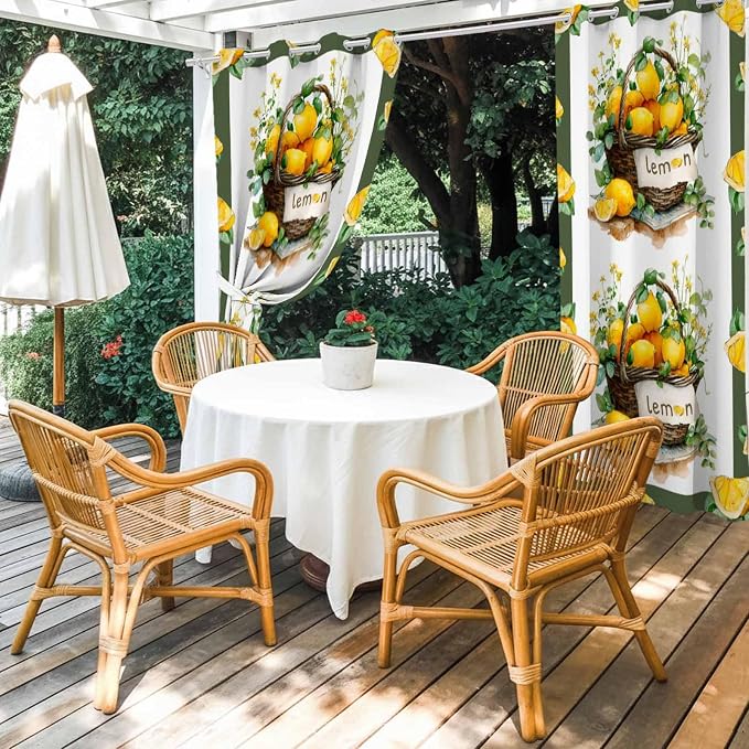 Lemon Outdoor Curtains for Patio Lemons Baskets Summer Tropical Plant