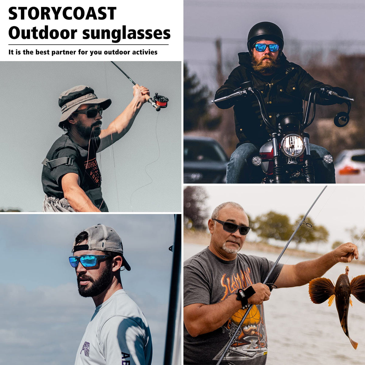 STORYCOAST Polarized Sports Sunglasses for Men Women Unbreakable Frame Cycling Fishing Driving Matte Clear Gray Frame-Blue Mirror Lens