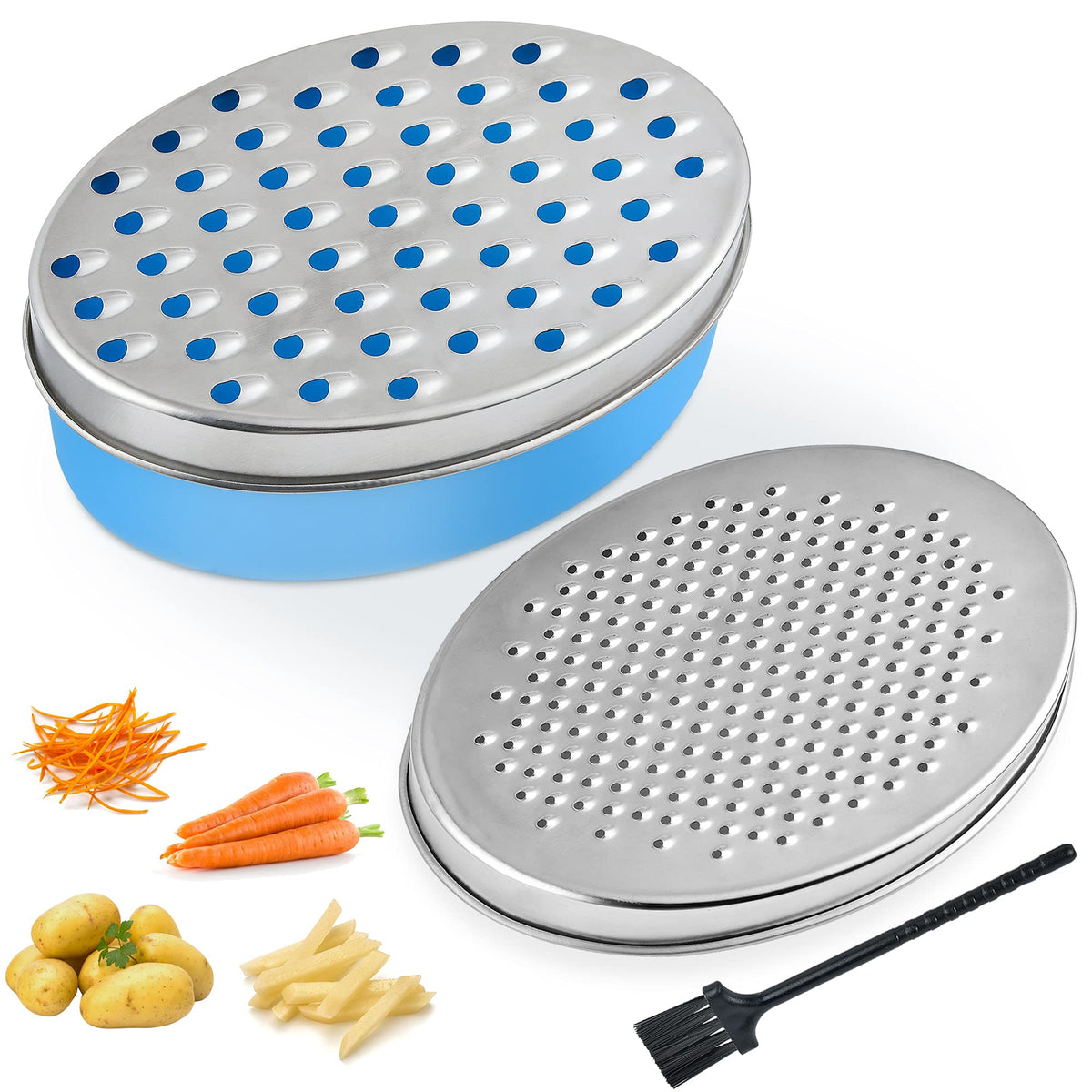 Black Compact Round Cheese Grater with Food Storage Container & Lid Grinder