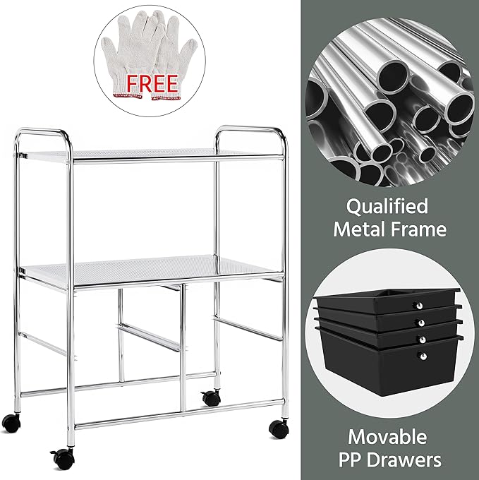 Yaheetech Rolling Storage Cart with 4 Drawers 2 Shelves Plastic Trolley on Wheels for Home Office School Beauty Salon, Black