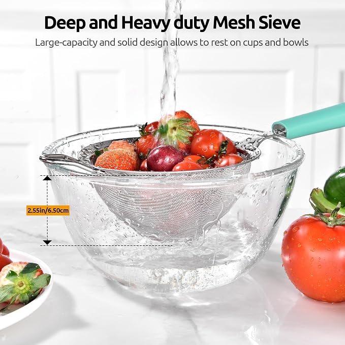 U-Taste Medium Fine Mesh Strainer: 18/8 Stainless Steel 4.73in 30 Mesh Kitchen