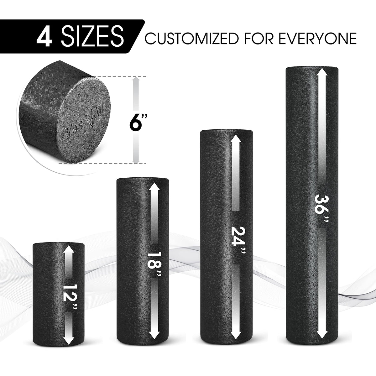 Yes4All High-Density EPP Round Back Roller Foam, Exercise Foam Roller for Yoga, & Pilates, Multiple Sizes and Colours, Purple - 24 inches