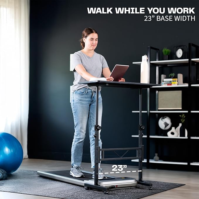 VIVO Mobile 32 x 16 inch Computer Workstation, Standing Portable Desk with Wheels for Laptop Work, Home Office, Black, CART-V02A