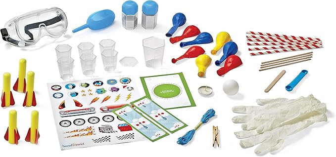 hand2mind-93422 Take Flight Science Lab Kit, STEM Activities for Kids Ages 5-7, STEM Toys, Learn About STEM Careers, Lab Guide, Kids Foam Rockets, Rocket Science for Kids, 18 Hands-On Activities