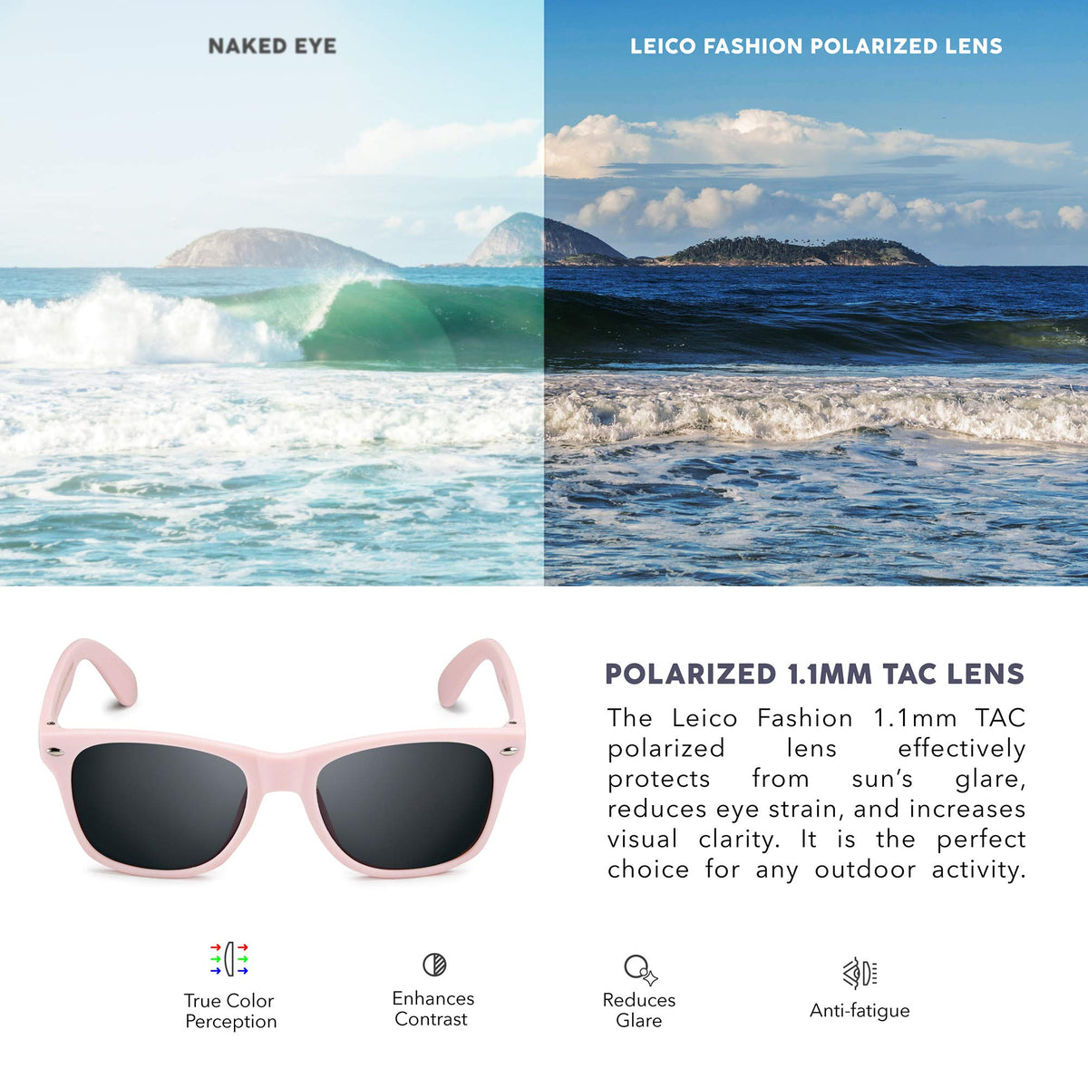 LEICO FASHION Kids Polarized Retro Sunglasses for Boys Girls Age 3-12 Shatterproof Rubberized Frame UV Protection Toddler Children Sun Glasses
