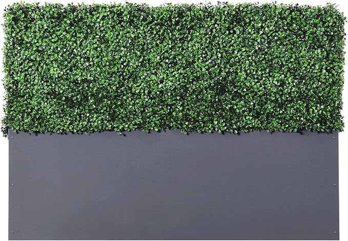 AGPL Upgraded Artificial Boxwood Hedge Wall with Gray Color Planter Box (33.5" Height 48" Width 12" Deep) …Outdoor and Indoor Panels for Patio,Balcony,Restaurant,Garden,Party Décor