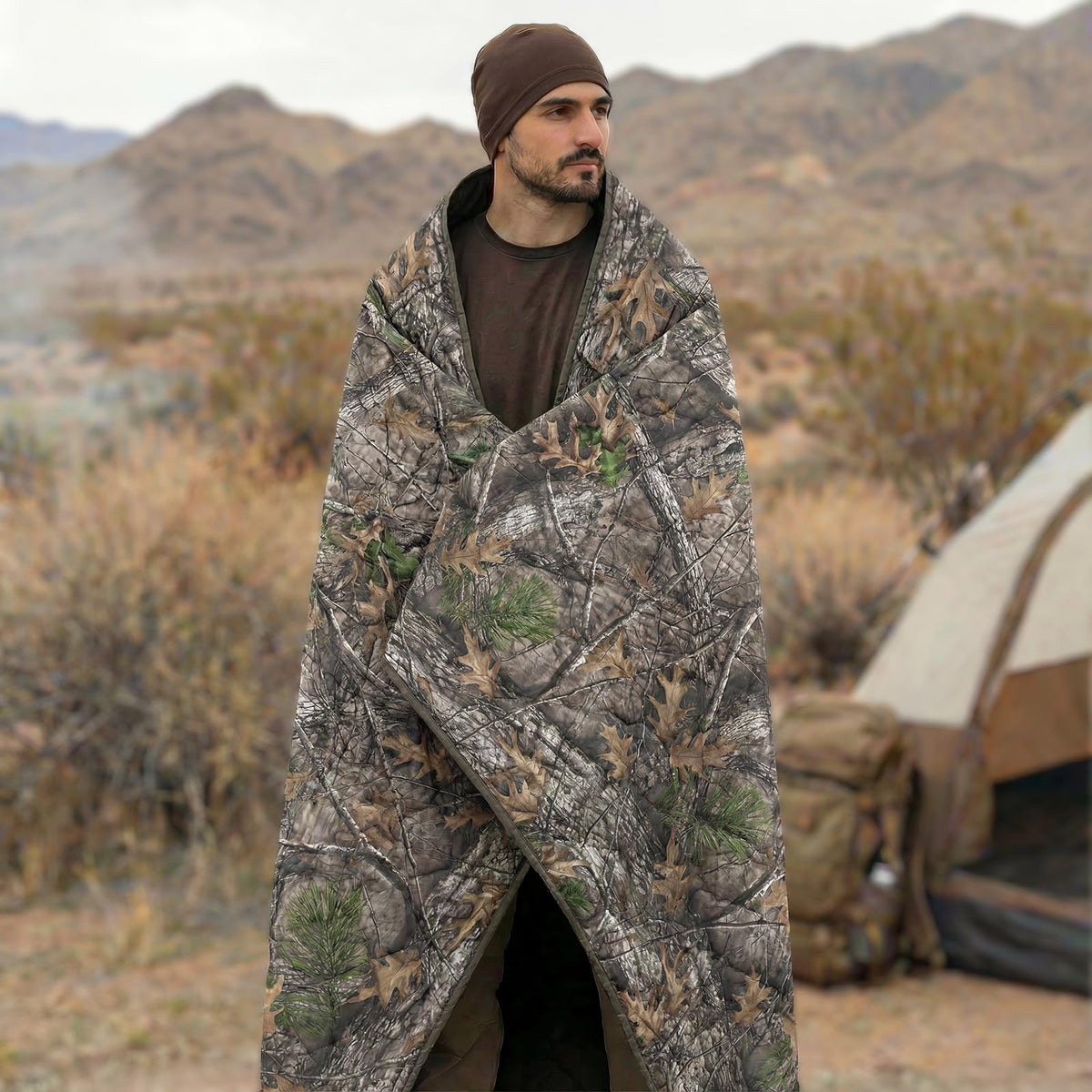 LOOGU Super Camo Blanket Waterproof Poncho Liner for Outdoor Camping, Hiking, Hunting, Survival, Backpacking, Picnicking, Fishing Trips