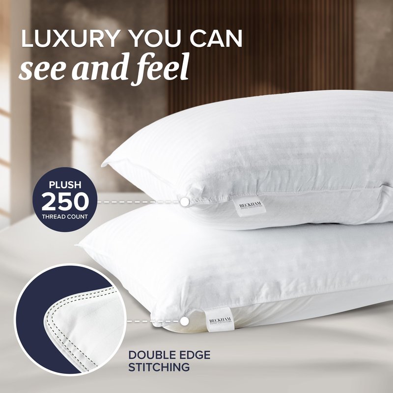Beckham Hotel Collection Bed Pillows Standard/Queen Size Set of 2 - Original Soft Down Alternative Pillow for Sleeping - Soft Support for Back, Stomach or Side Sleepers